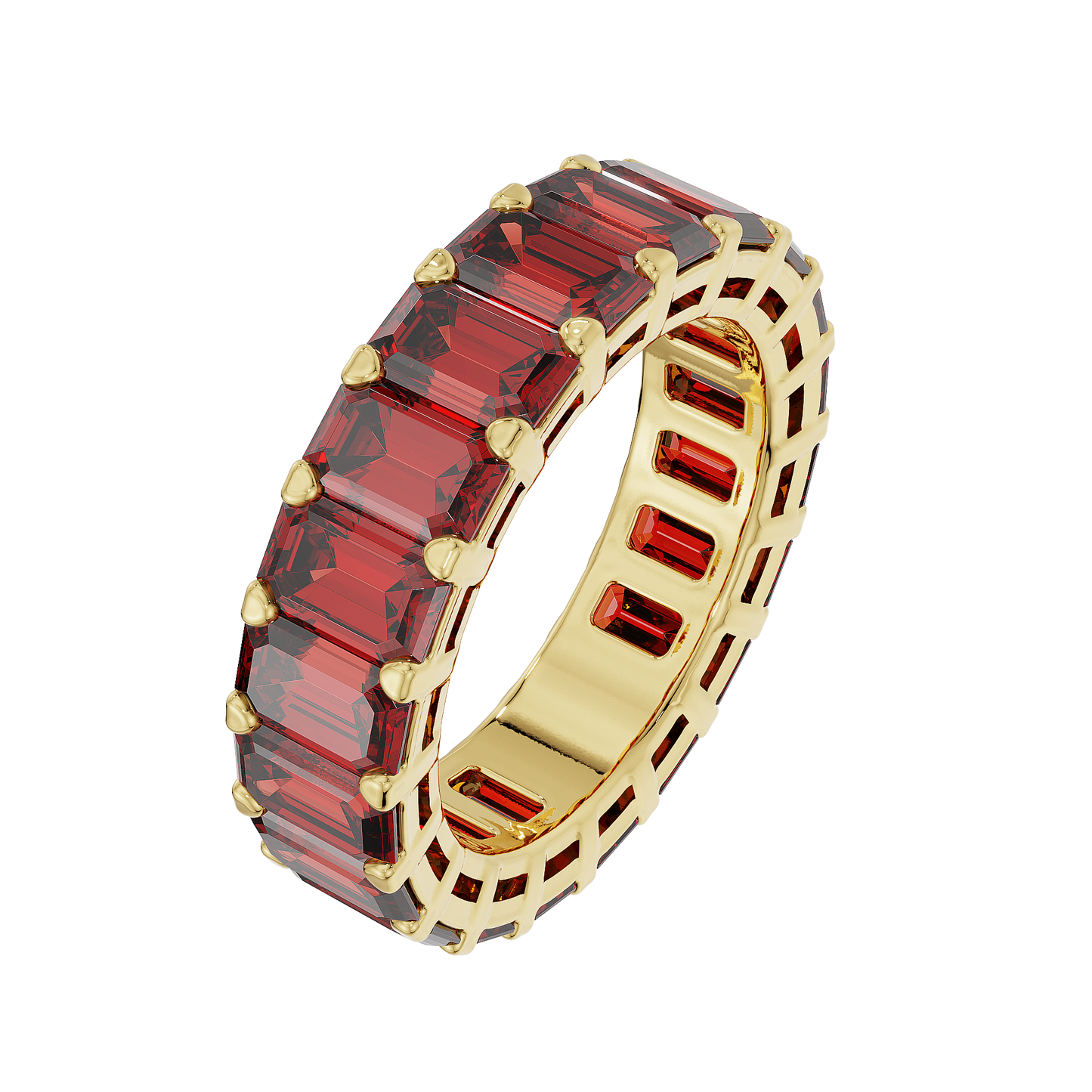 Birthstone Emerald Cut Band