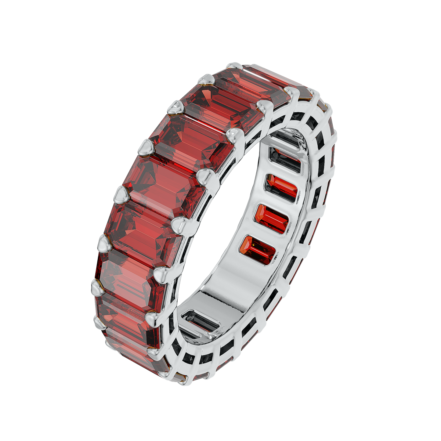 Birthstone Emerald Cut Band