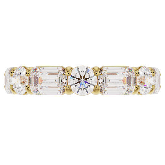 4mm Sideways Emerald & Rounds Diamond Band