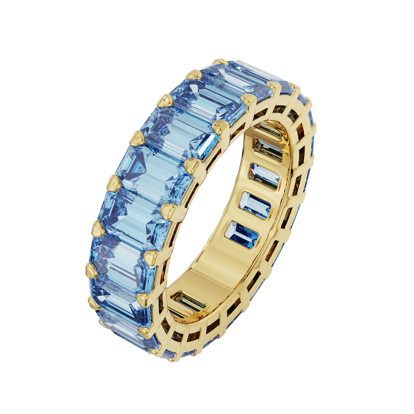 Birthstone Emerald Cut Band