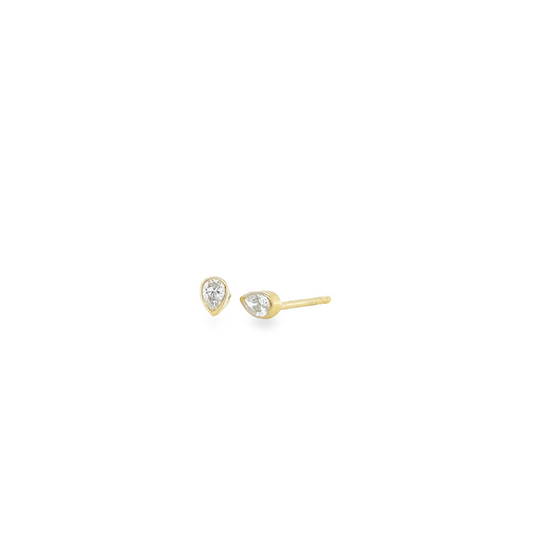 Tiny Pear Diamond Studs