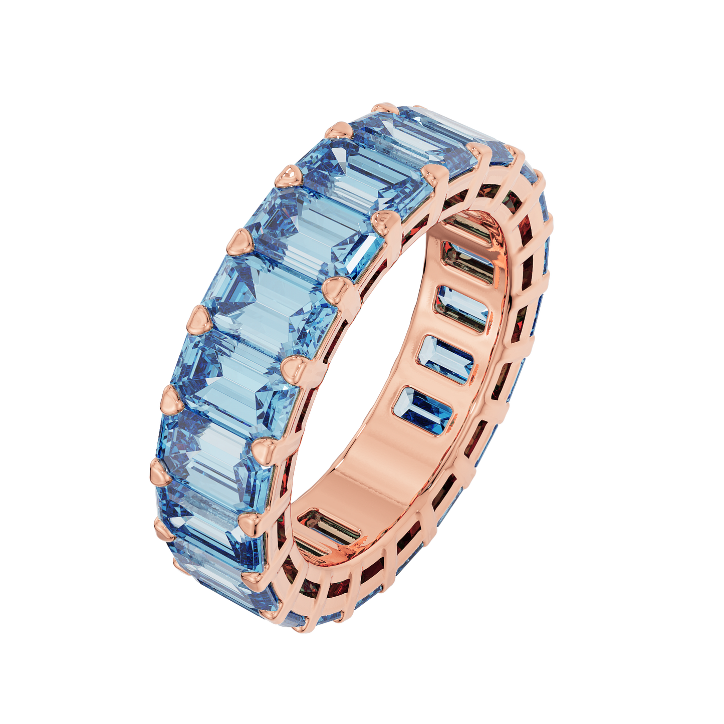Birthstone Emerald Cut Band