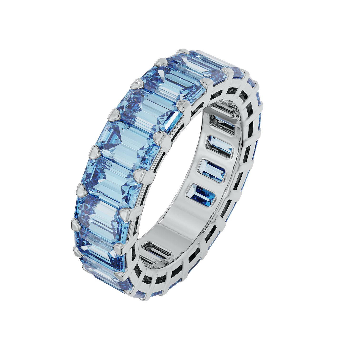 Birthstone Emerald Cut Band