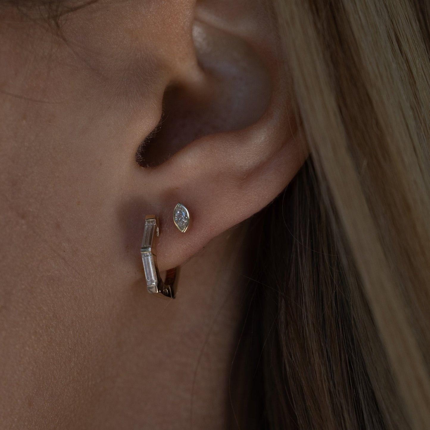Tiny Marquise Diamond Studs