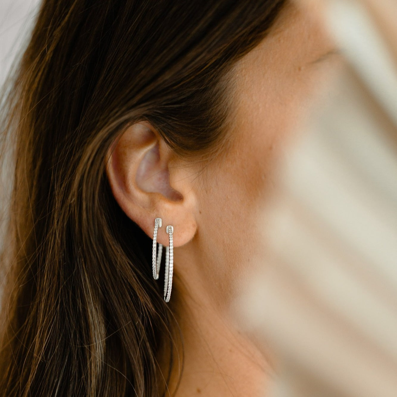 Skinny Diamond Hoops